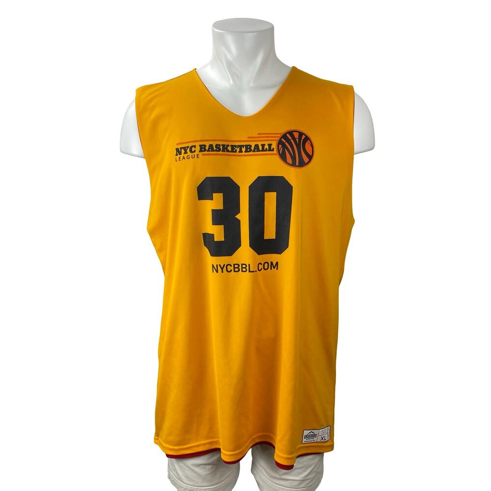 SMASH Athletics Men's Red Yellow NYC Basketball 30 Reversible Jersey Tank Top XL